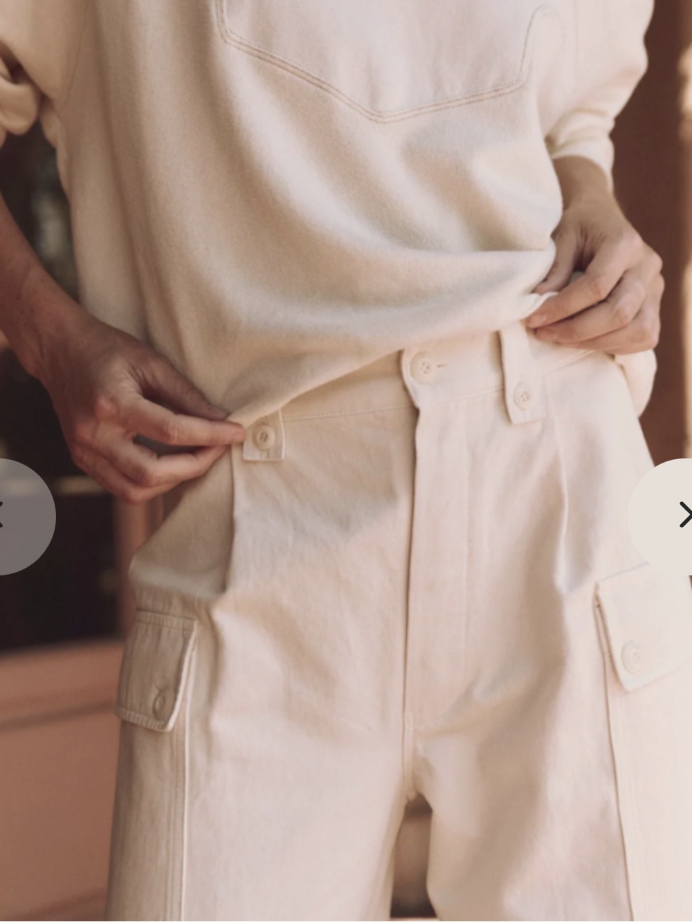 THE GREAT. Convoy Straight-Leg Cargo Pants in Cream - Picture 4 of 12